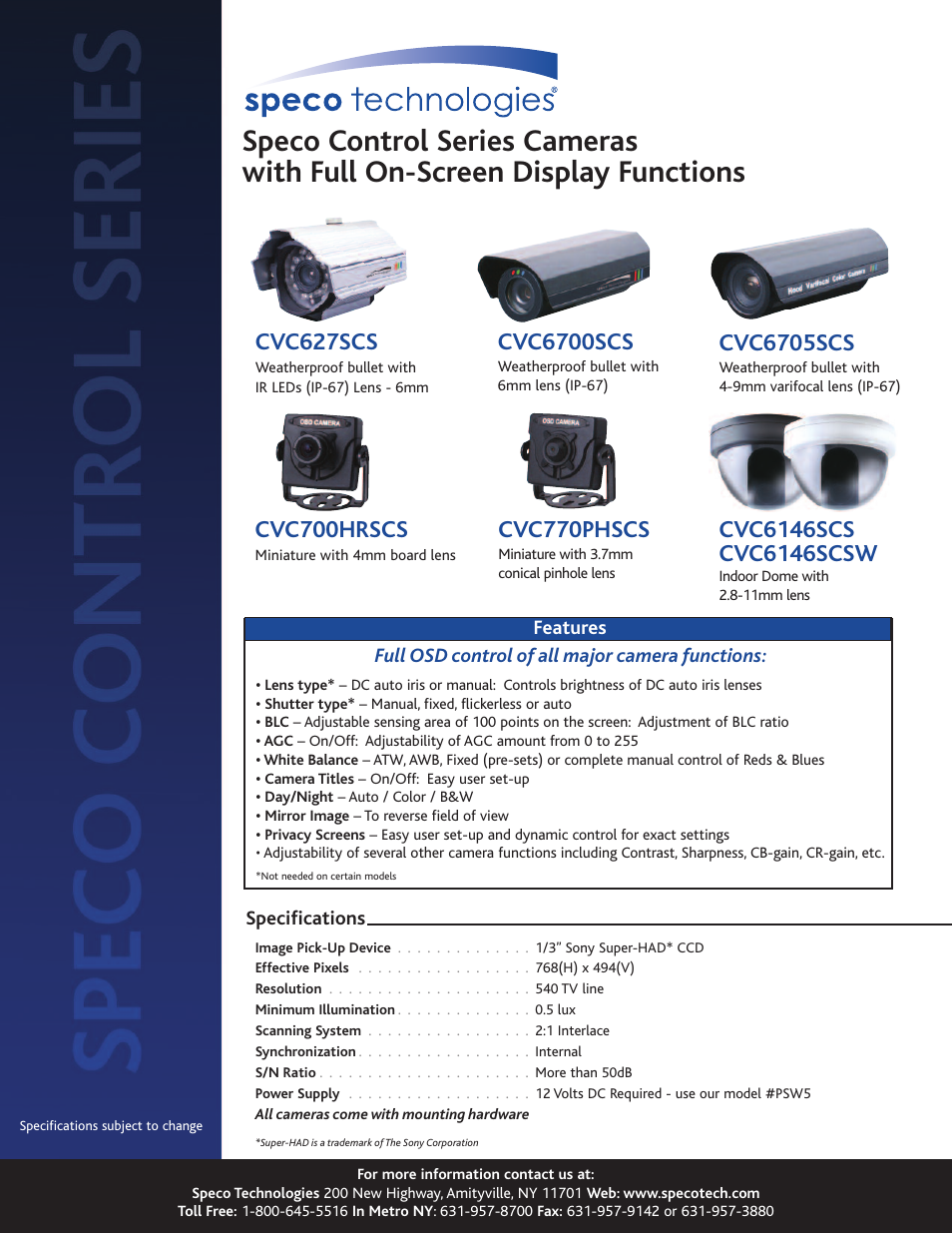 Speco Technologies CVC627SCS User Manual | 1 page