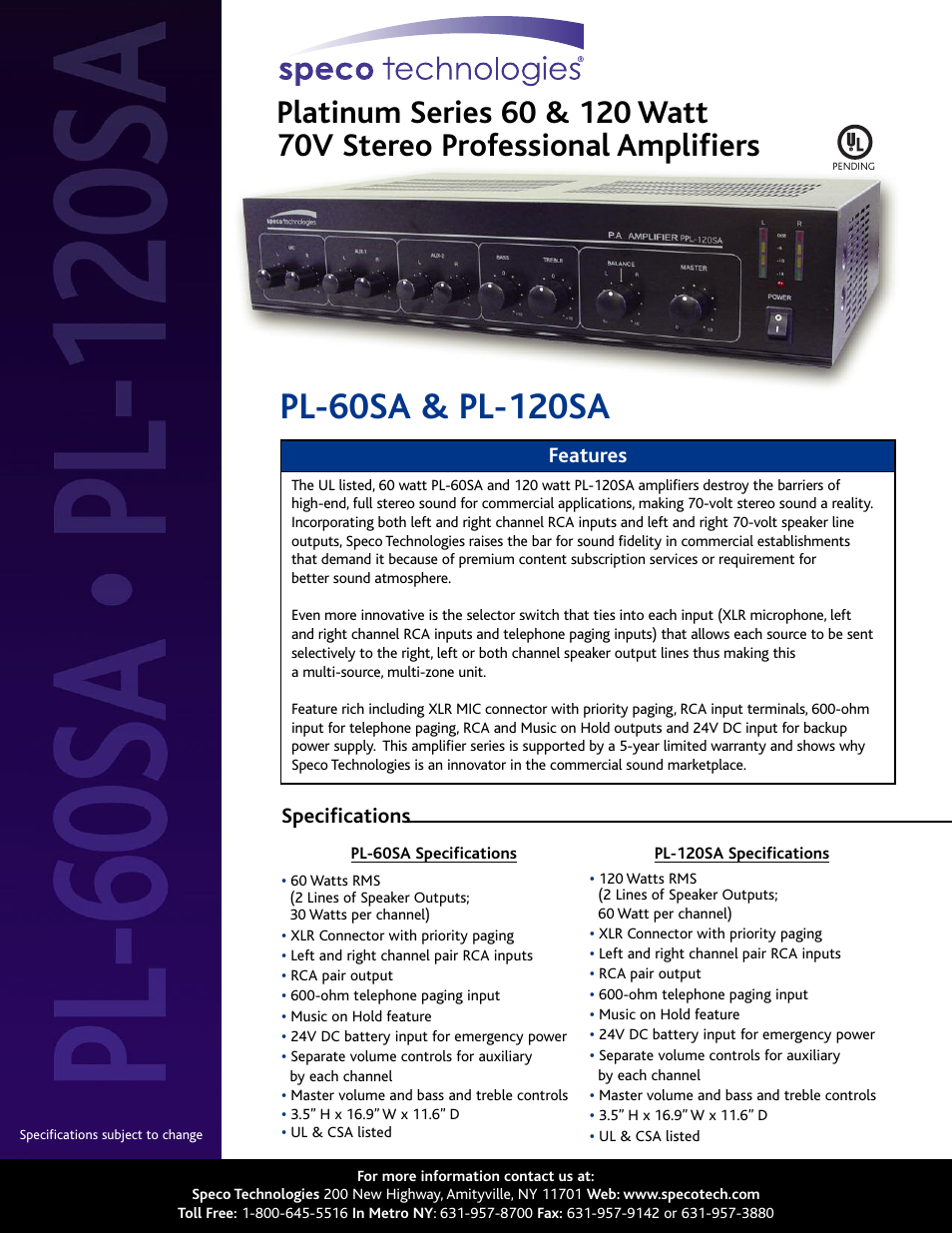 Speco Technologies PL-60SA User Manual | 1 page