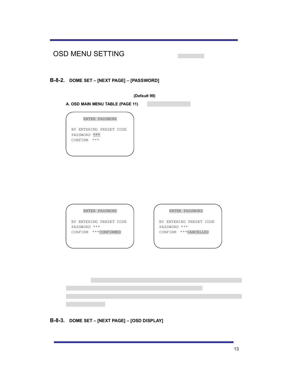 Osd menu setting | Speco Technologies 10X PAN-TILT HTSD10X User Manual | Page 13 / 29