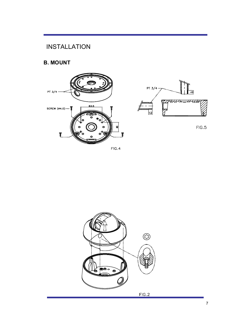 Installation, B. mount | Speco Technologies 10X PAN-TILT HTSD10X User Manual | Page 7 / 29
