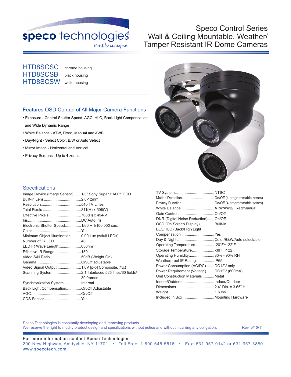 Speco Technologies HTD8SCSB User Manual | 1 page
