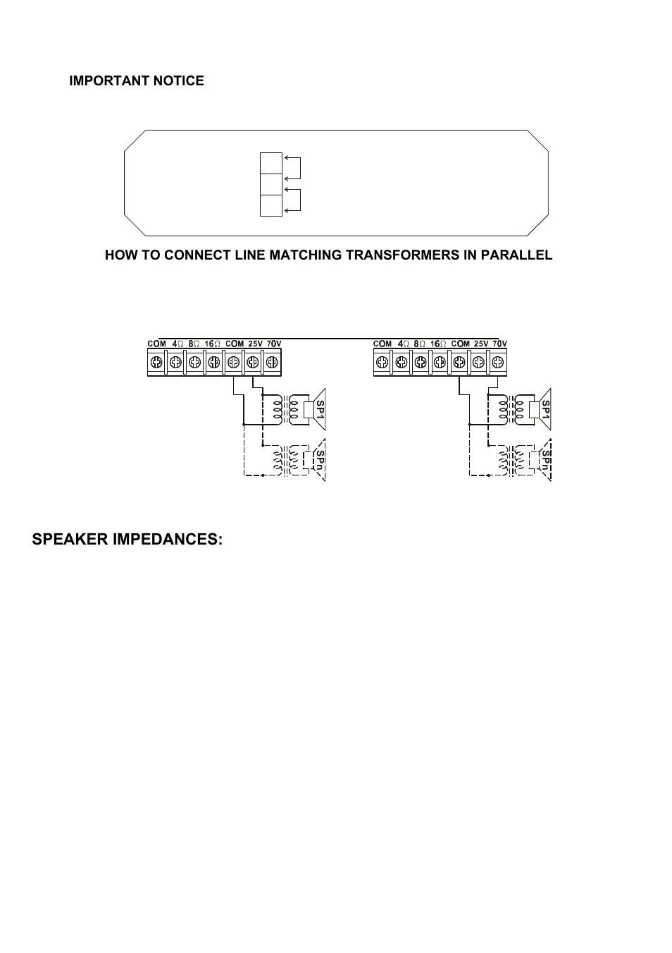 25v transf. 70v transf, Figure 4, Speaker impedances | Speco Technologies P-30FACC User Manual | Page 10 / 15