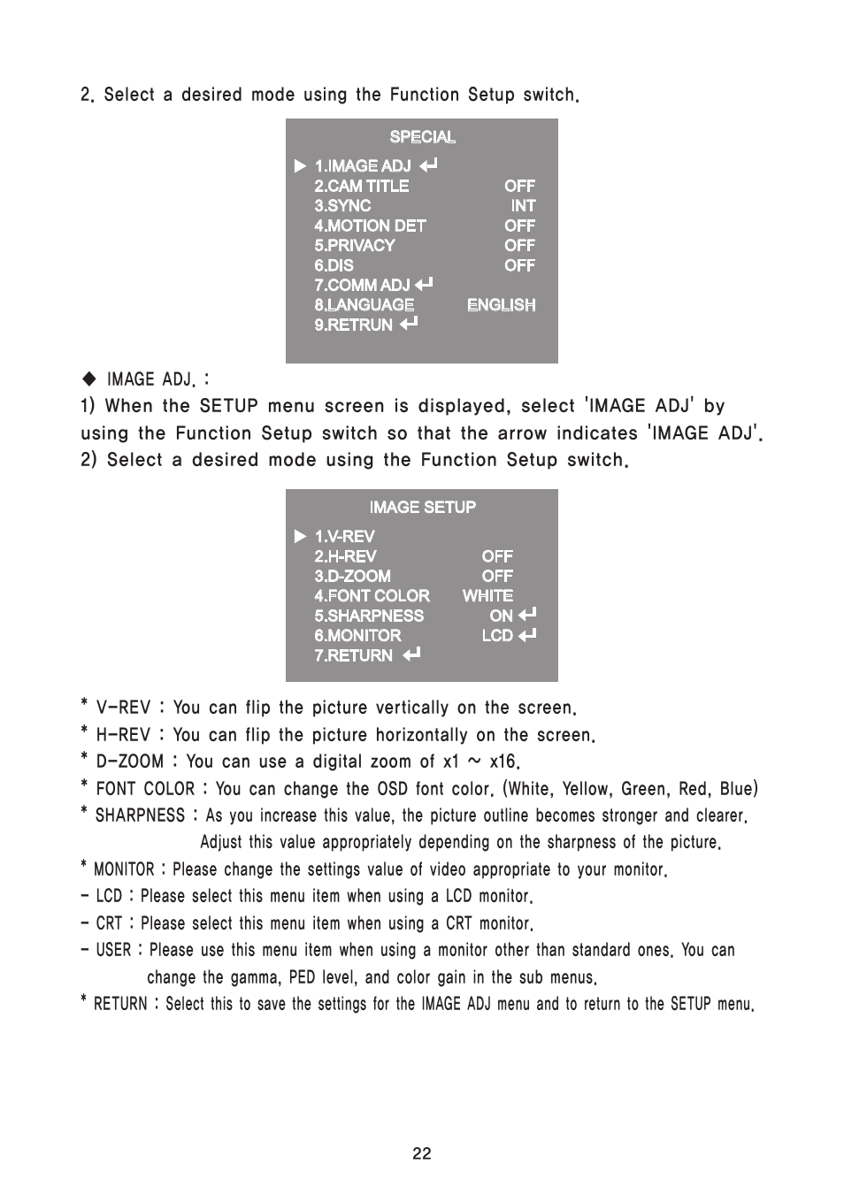 Speco Technologies DNR Bullet Day/Night Weather-proof Camera VL7038IRVF User Manual | Page 23 / 33