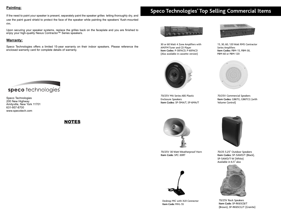 Speco technologies’ top selling commercial items | Speco Technologies SP-6NXC/T User Manual | Page 4 / 4
