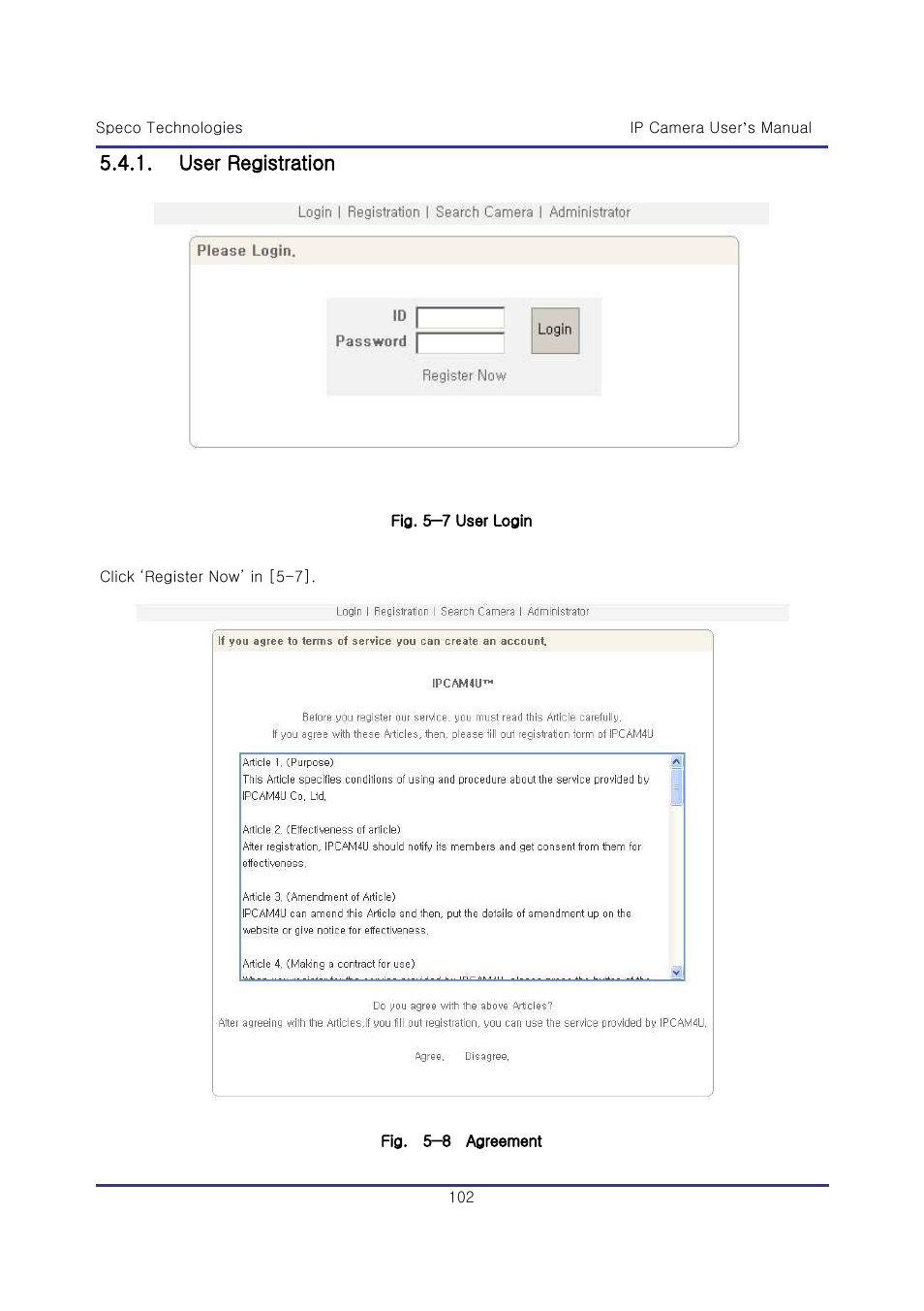 User registration | Speco Technologies & IP-WDRB1 User Manual | Page 102 / 126