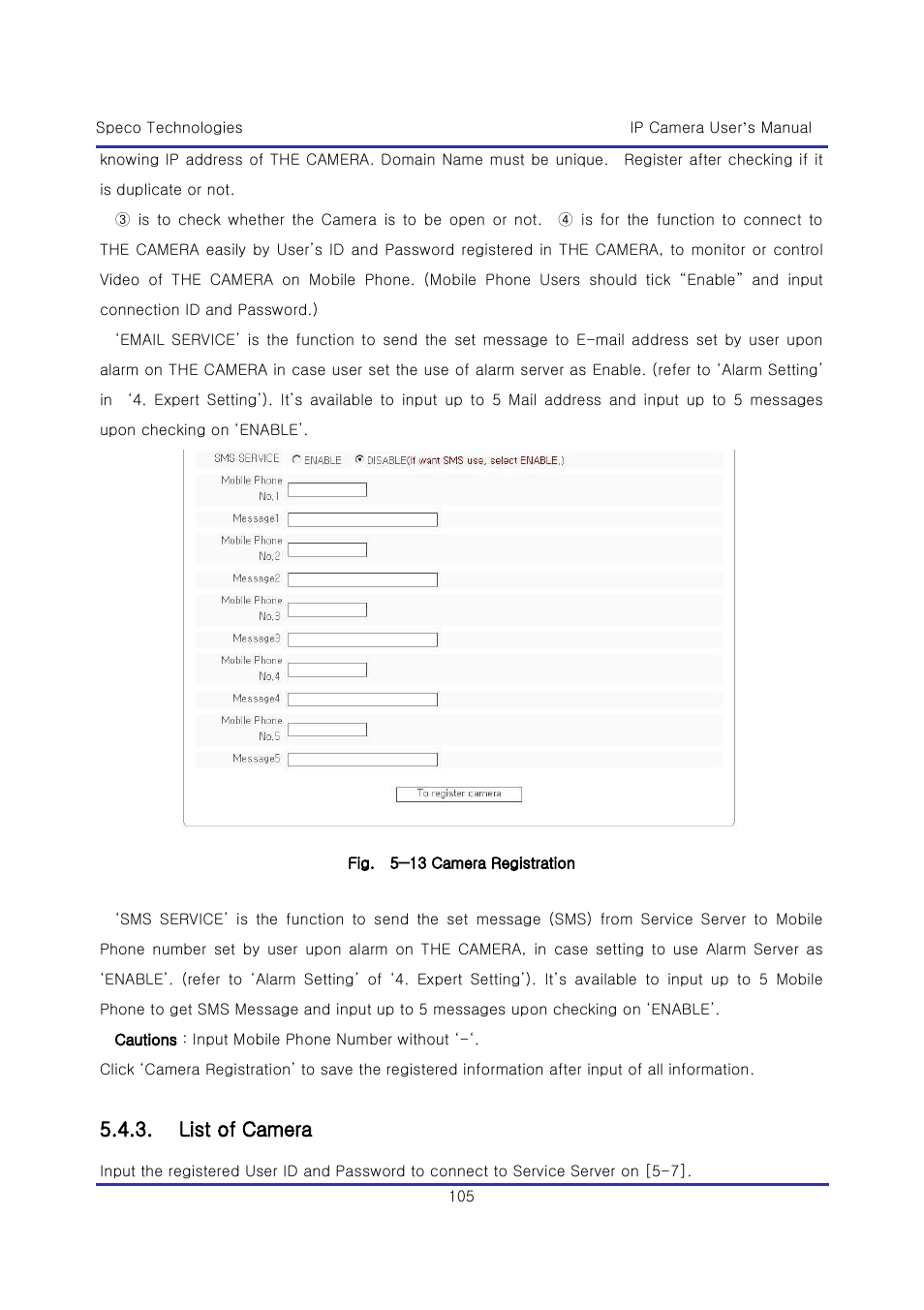 List of camera | Speco Technologies & IP-WDRB1 User Manual | Page 105 / 126