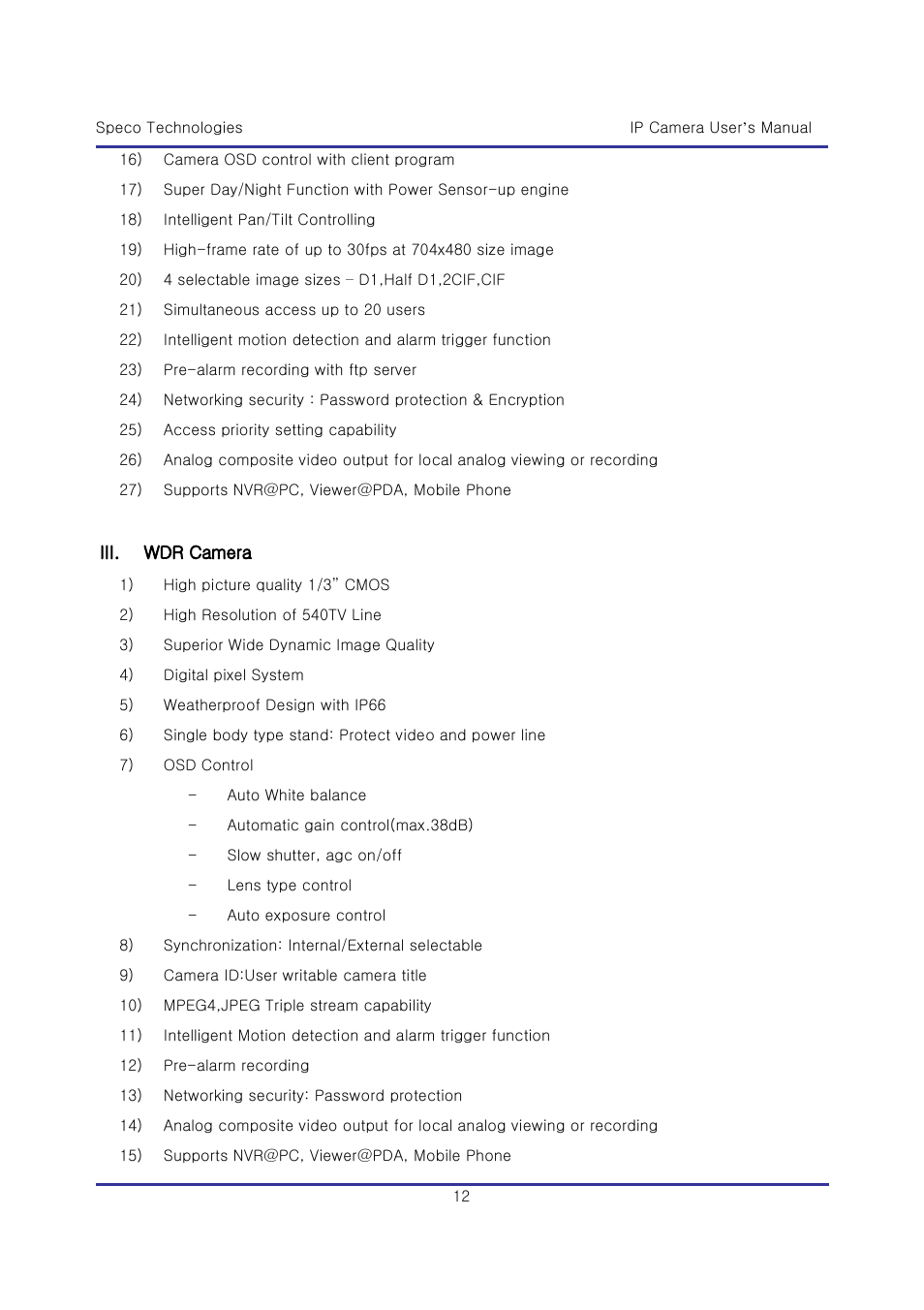 Speco Technologies & IP-WDRB1 User Manual | Page 12 / 126