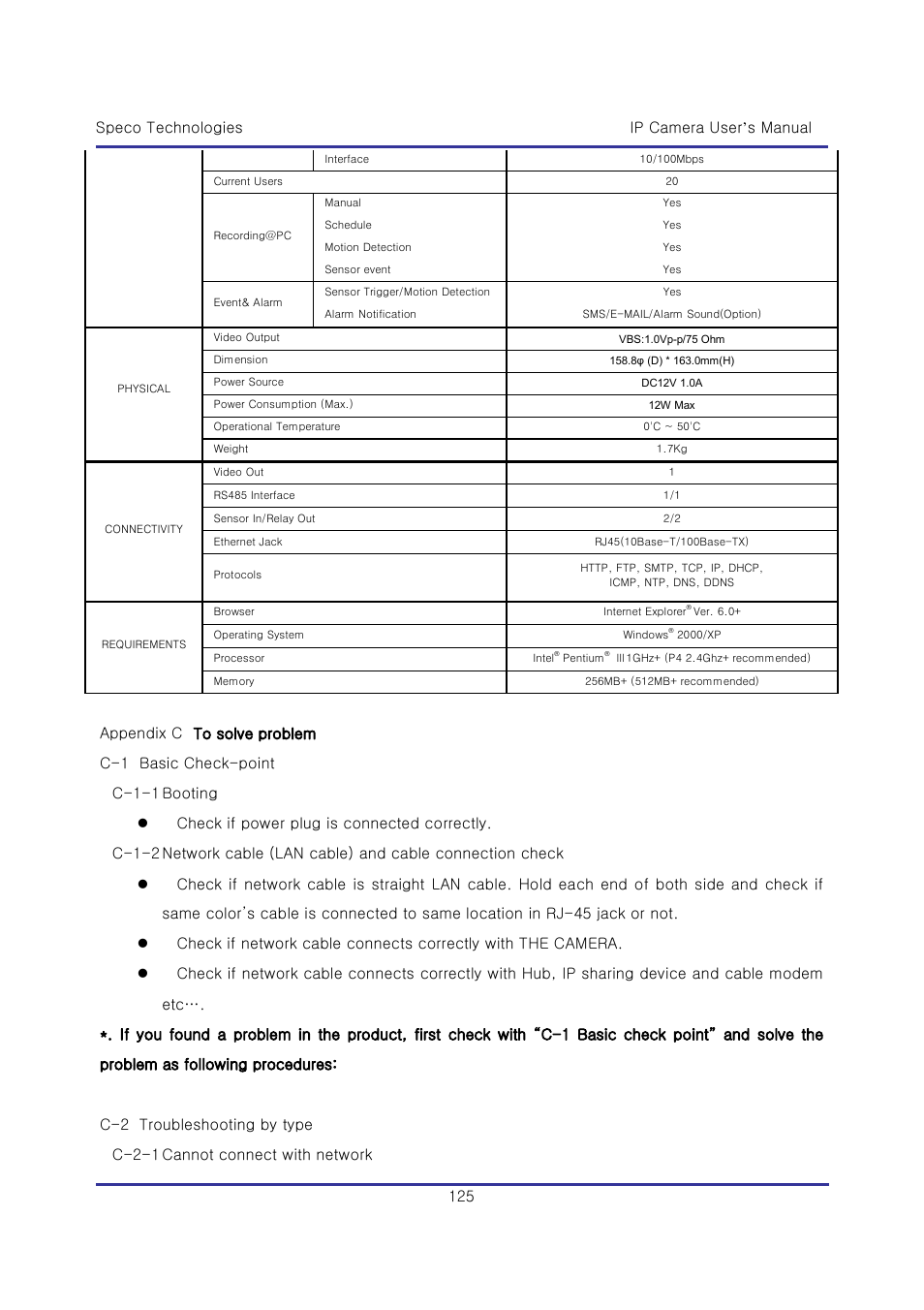 Speco Technologies & IP-WDRB1 User Manual | Page 125 / 126