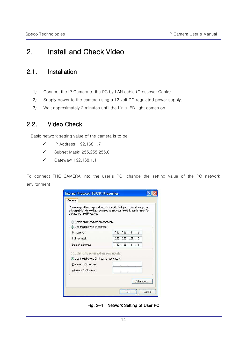 Install and check video, Installation, Video check | Speco Technologies & IP-WDRB1 User Manual | Page 14 / 126