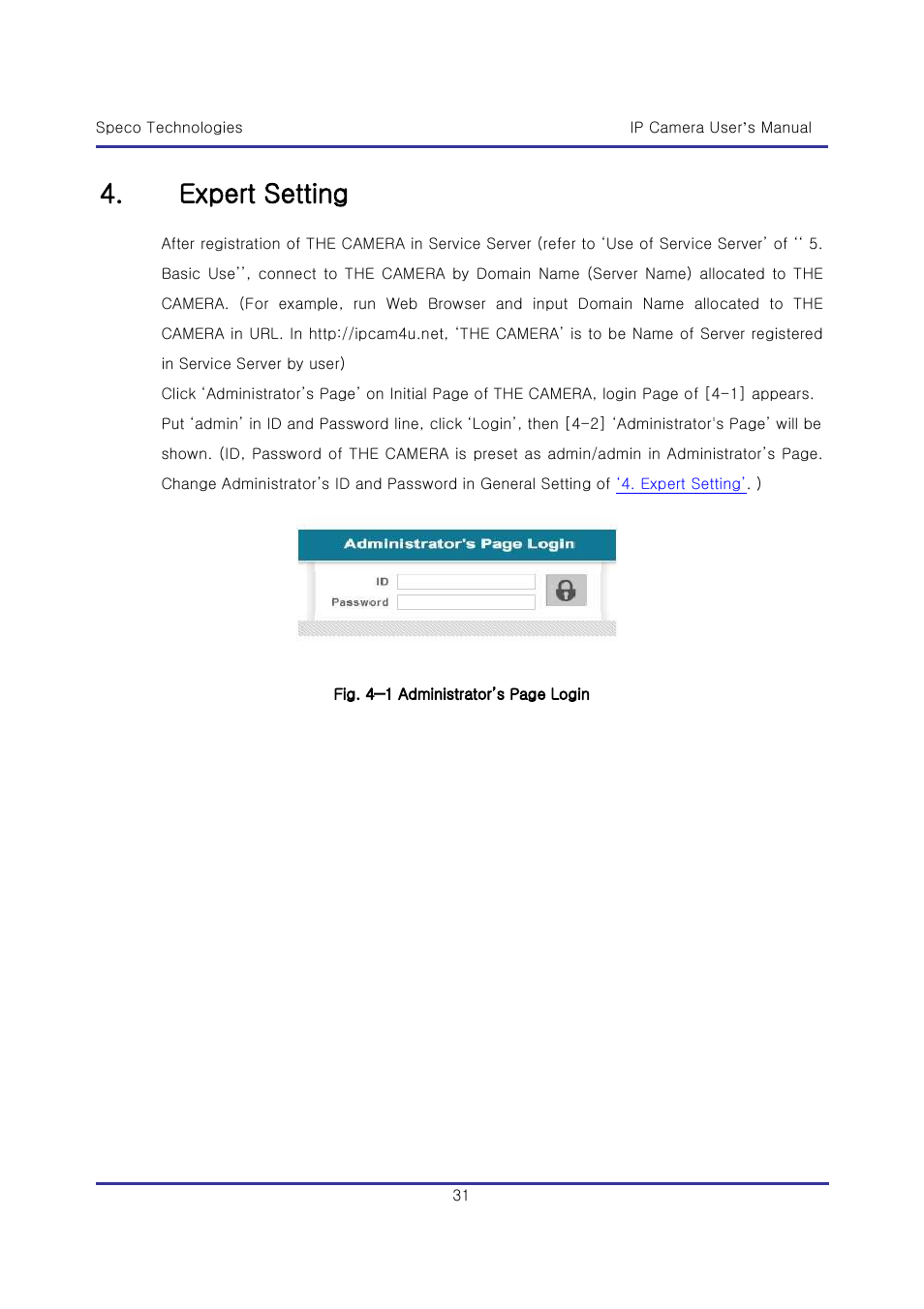 Expert setting | Speco Technologies & IP-WDRB1 User Manual | Page 31 / 126