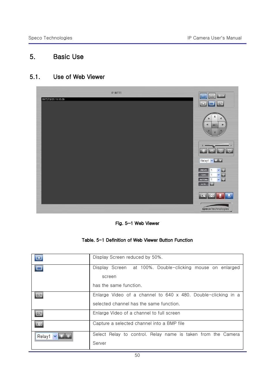 Basic use, Use of web viewer | Speco Technologies & IP-WDRB1 User Manual | Page 50 / 126