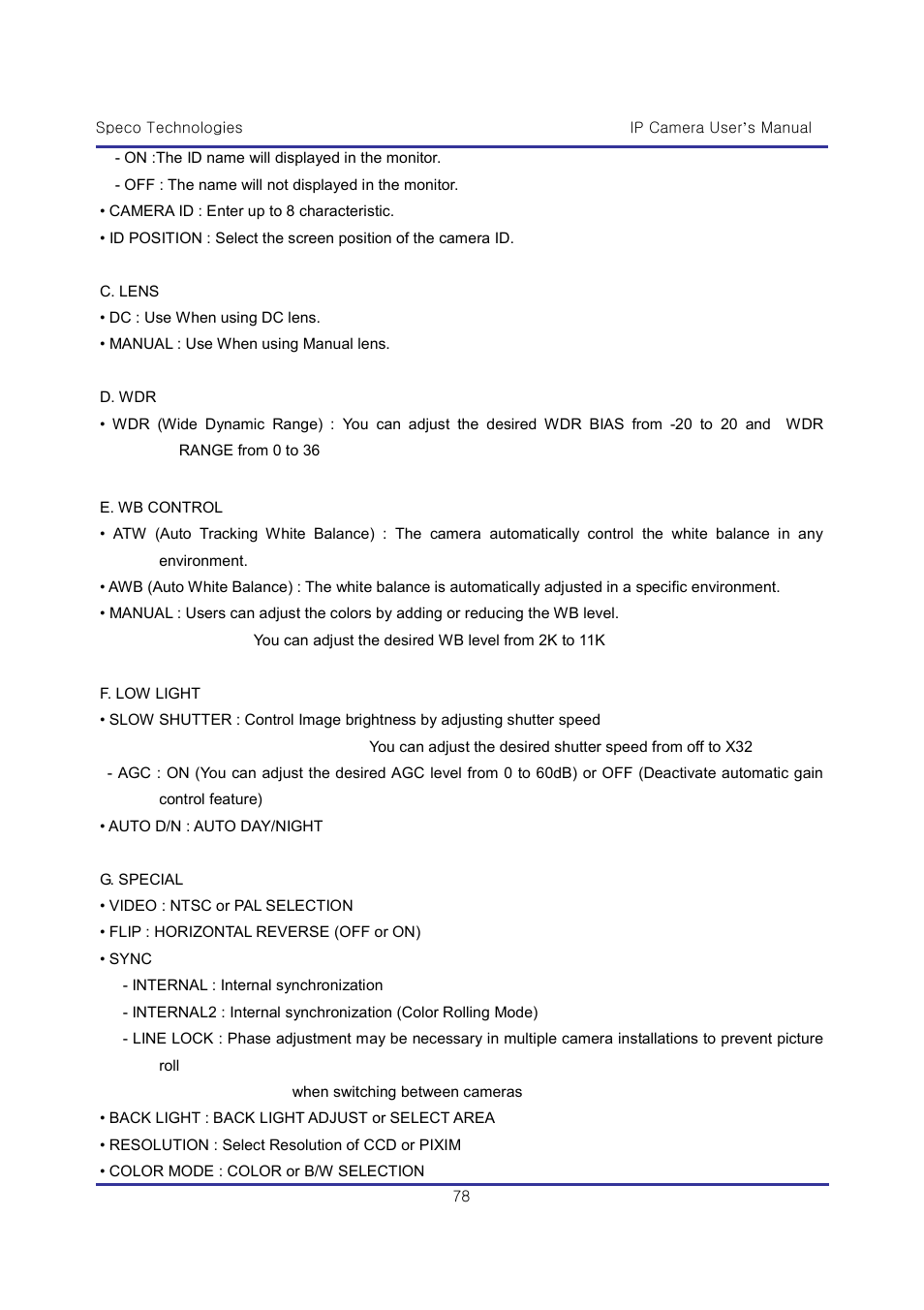 Speco Technologies & IP-WDRB1 User Manual | Page 78 / 126