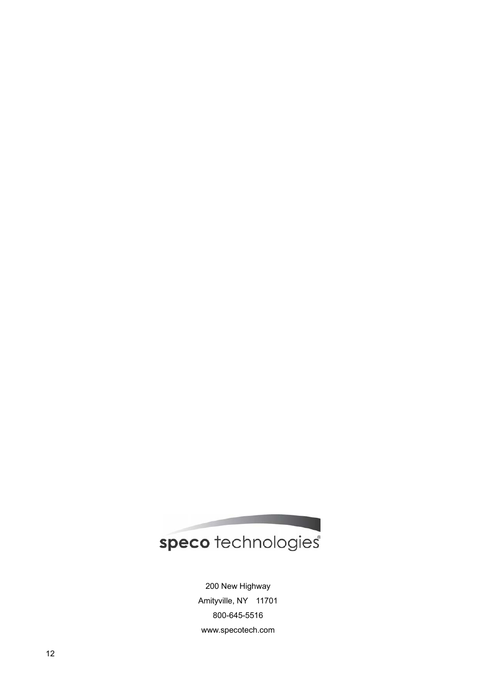 Speco Technologies 8WM User Manual | Page 12 / 12