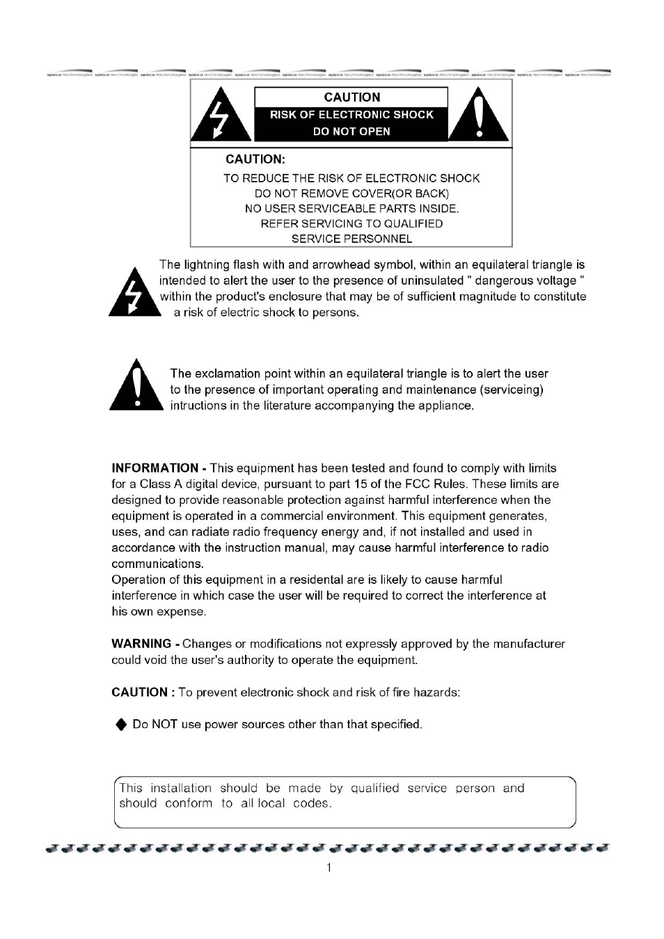 Speco Technologies HT - INTB8/9/10 User Manual | Page 2 / 40