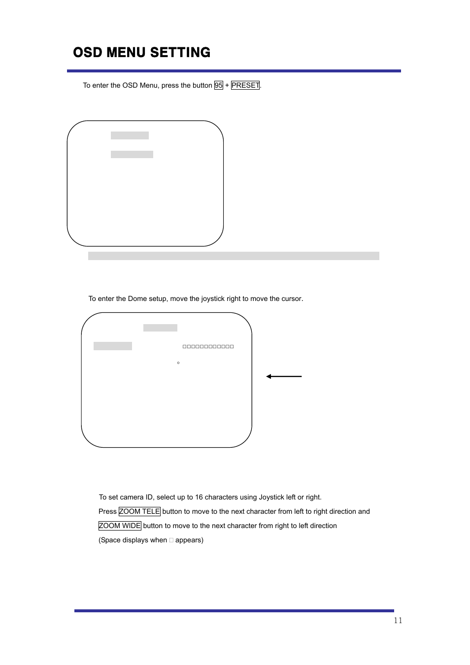 Osd menu setting, B. dome setup | Speco Technologies 10X Pan-Tilt Speed Dome Camera HITSD10X User Manual | Page 11 / 32