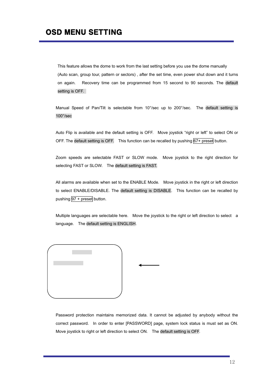 Osd menu setting, B-8-1 | Speco Technologies 10X Pan-Tilt Speed Dome Camera HITSD10X User Manual | Page 12 / 32