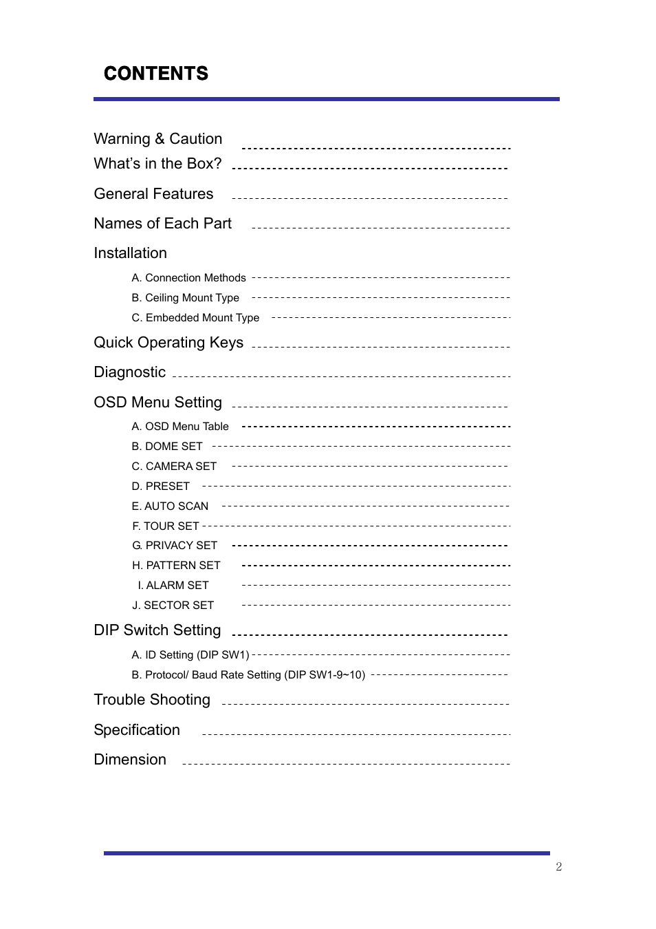 Speco Technologies 10X Pan-Tilt Speed Dome Camera HITSD10X User Manual | Page 2 / 32