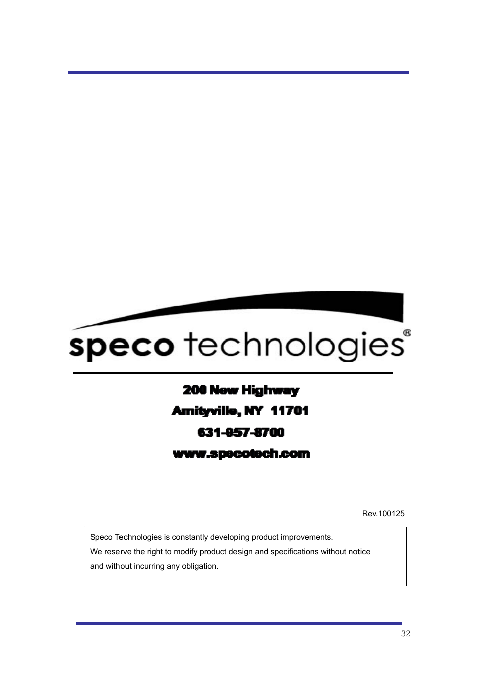 Speco Technologies 10X Pan-Tilt Speed Dome Camera HITSD10X User Manual | Page 32 / 32