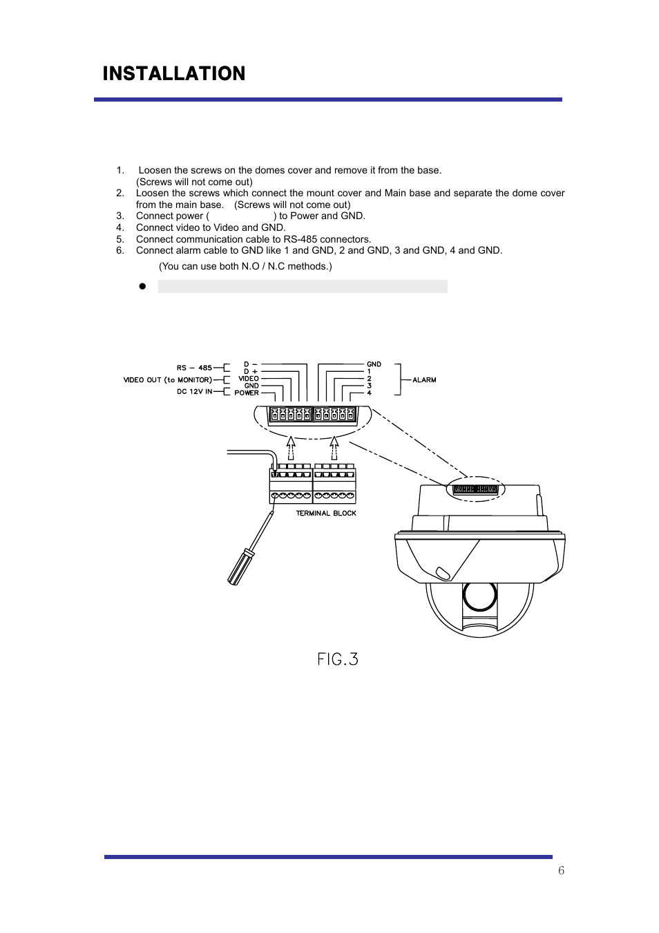 Installation, A. connection method | Speco Technologies 10X Pan-Tilt Speed Dome Camera HITSD10X User Manual | Page 6 / 32