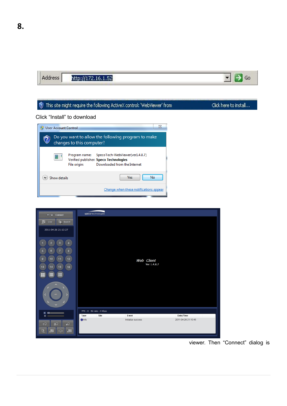 Network access using the web-browser viewer | Speco Technologies D8RS User Manual | Page 82 / 94