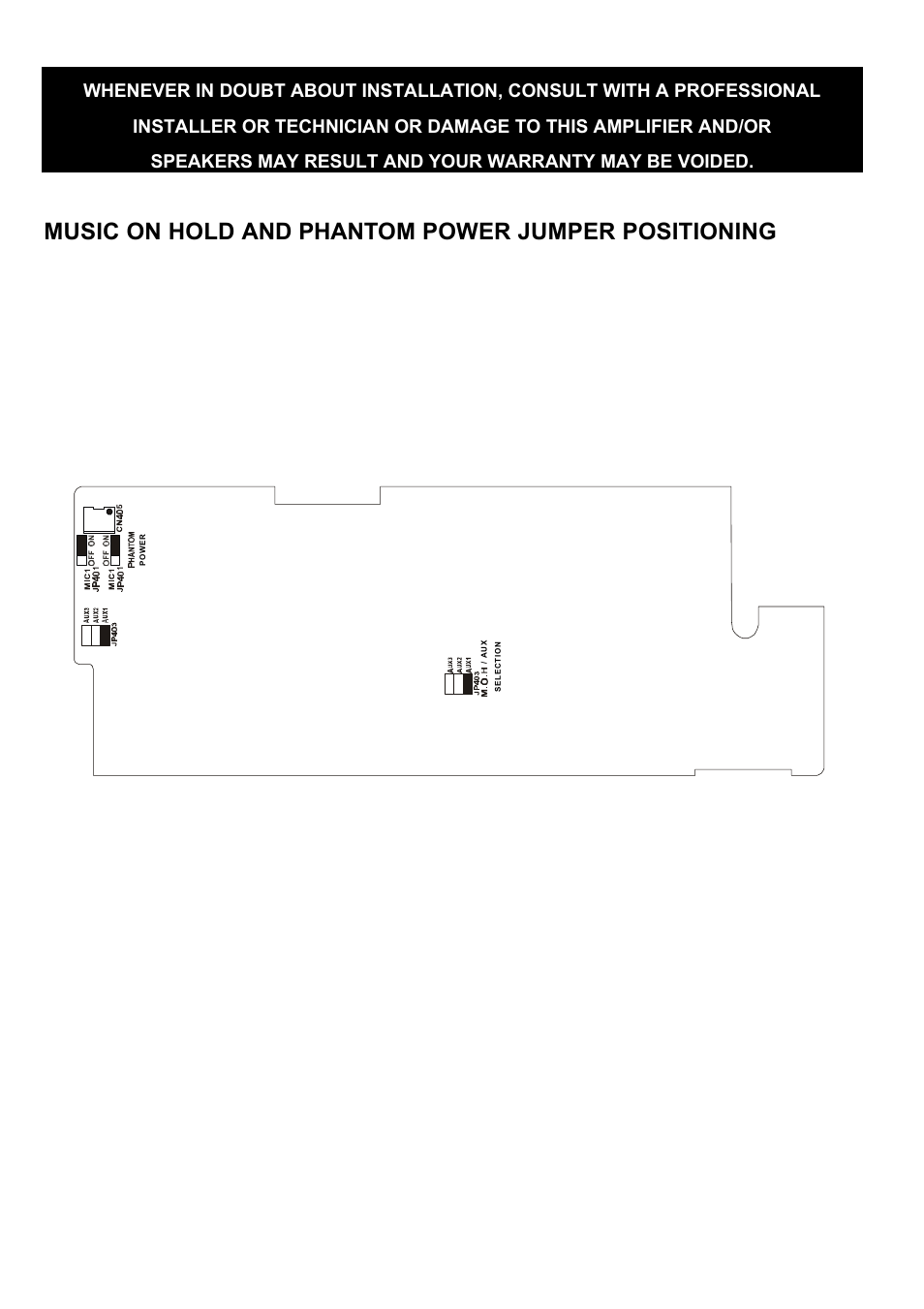 Music on hold and phantom power jumper positioning | Speco Technologies PBM-60 User Manual | Page 7 / 12