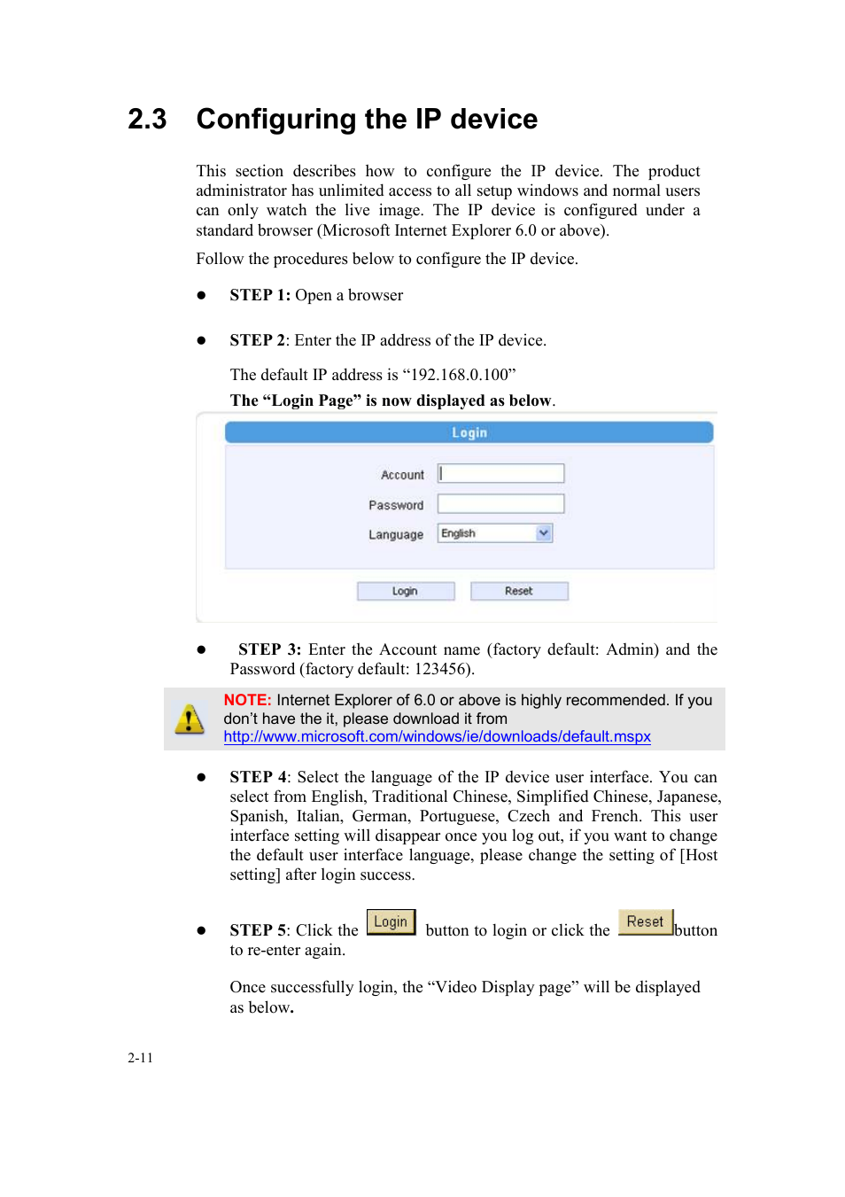 3 configuring the ip device | Speco Technologies SIPMPBVFH User Manual | Page 15 / 64