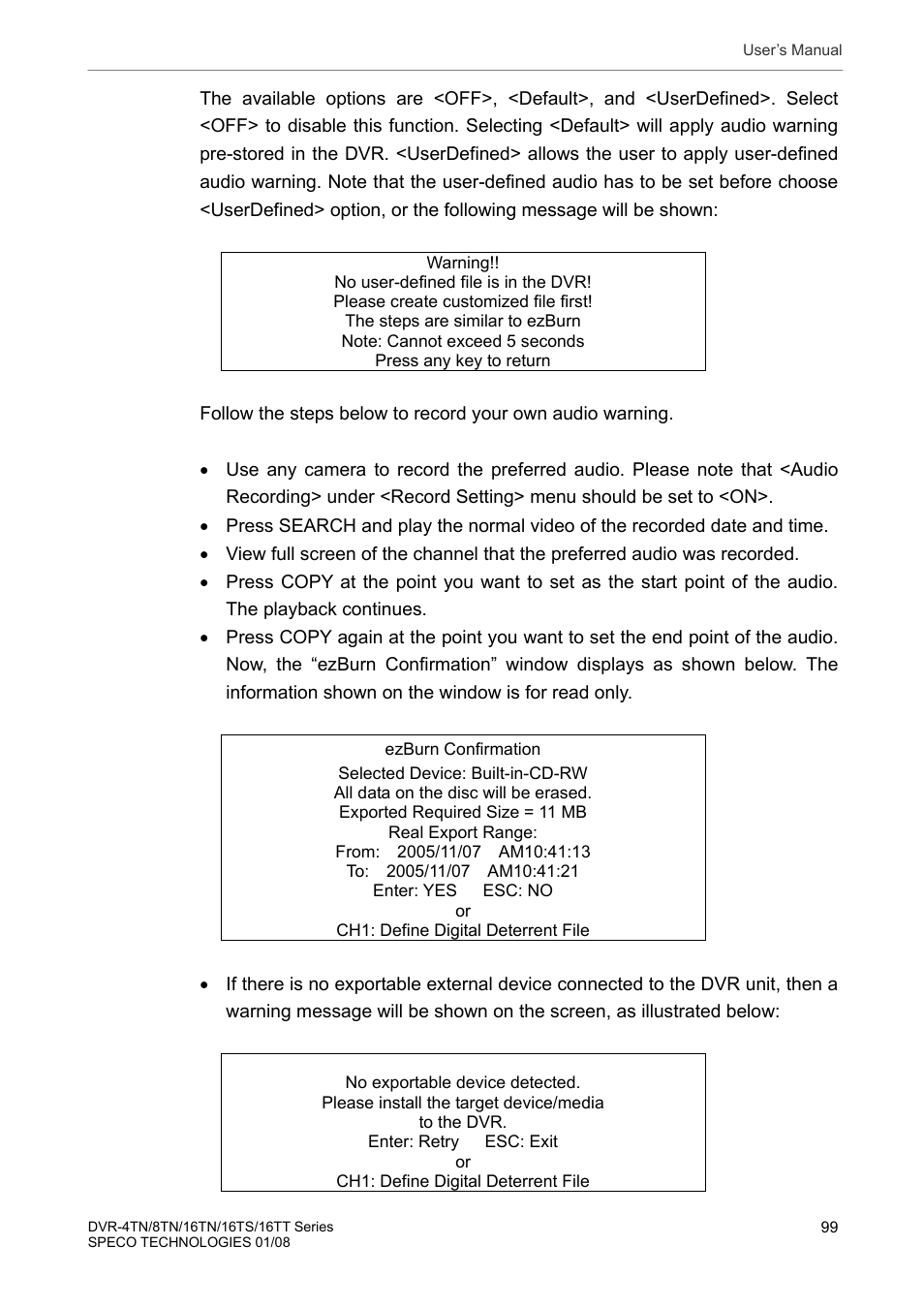 Speco Technologies DVR-16TS User Manual | Page 100 / 148