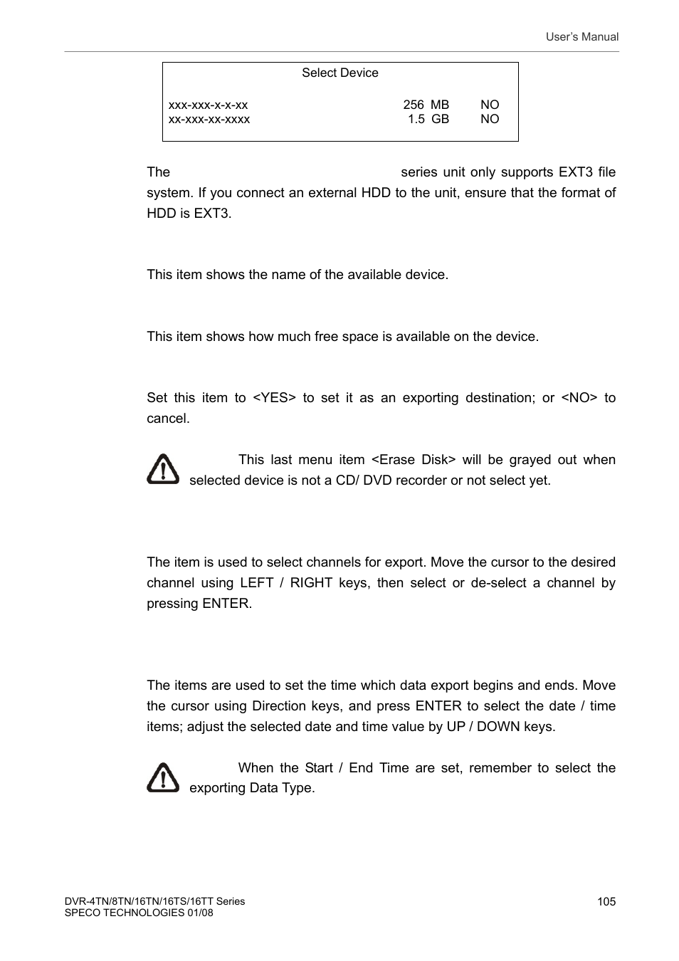 2 select channel, 3 from / to time | Speco Technologies DVR-16TS User Manual | Page 106 / 148