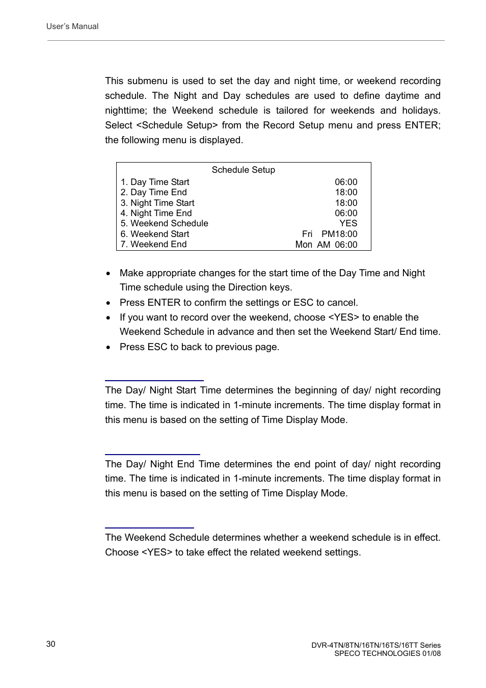 2 schedule setup | Speco Technologies DVR-16TS User Manual | Page 31 / 148