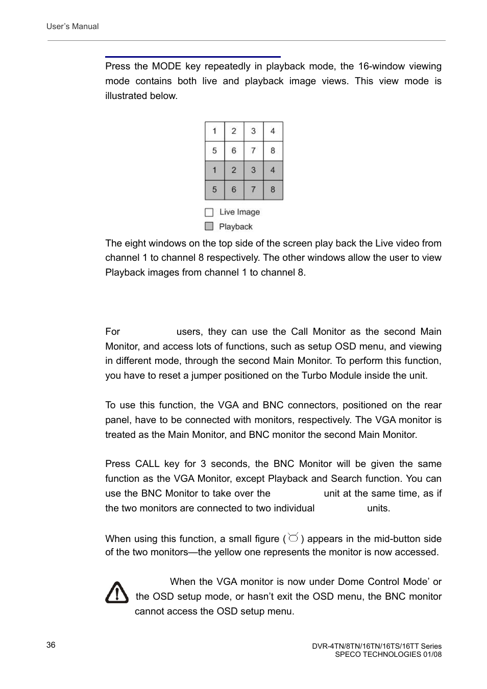 5 dual main output (for dvr-16tt only) | Speco Technologies DVR-16TS User Manual | Page 37 / 148