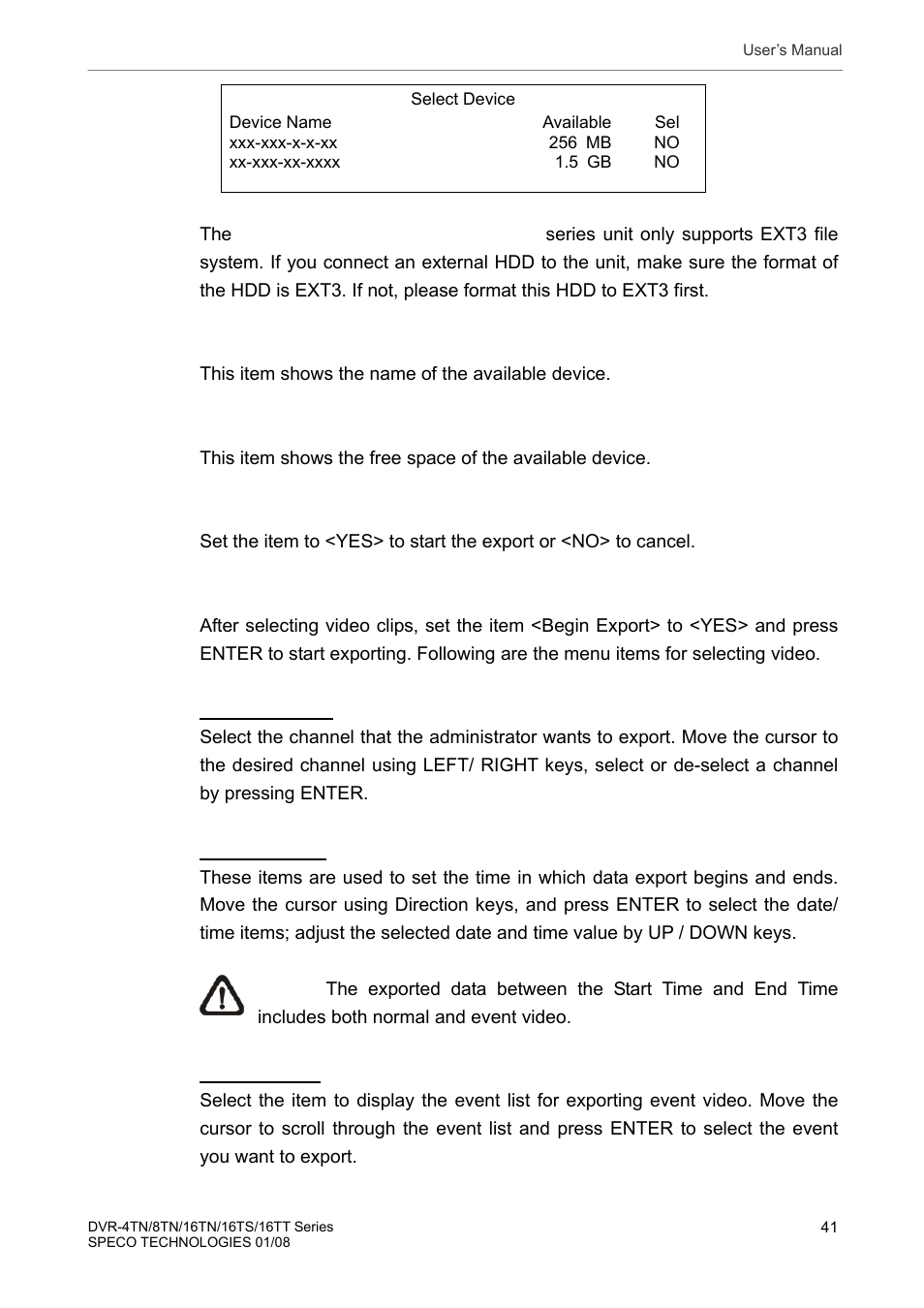 2 select video for exporting | Speco Technologies DVR-16TS User Manual | Page 42 / 148
