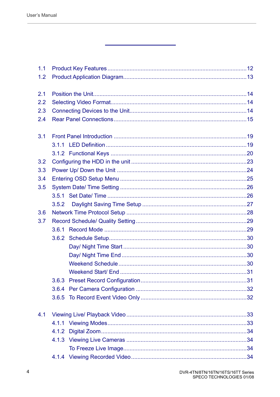 Speco Technologies DVR-16TS User Manual | Page 5 / 148