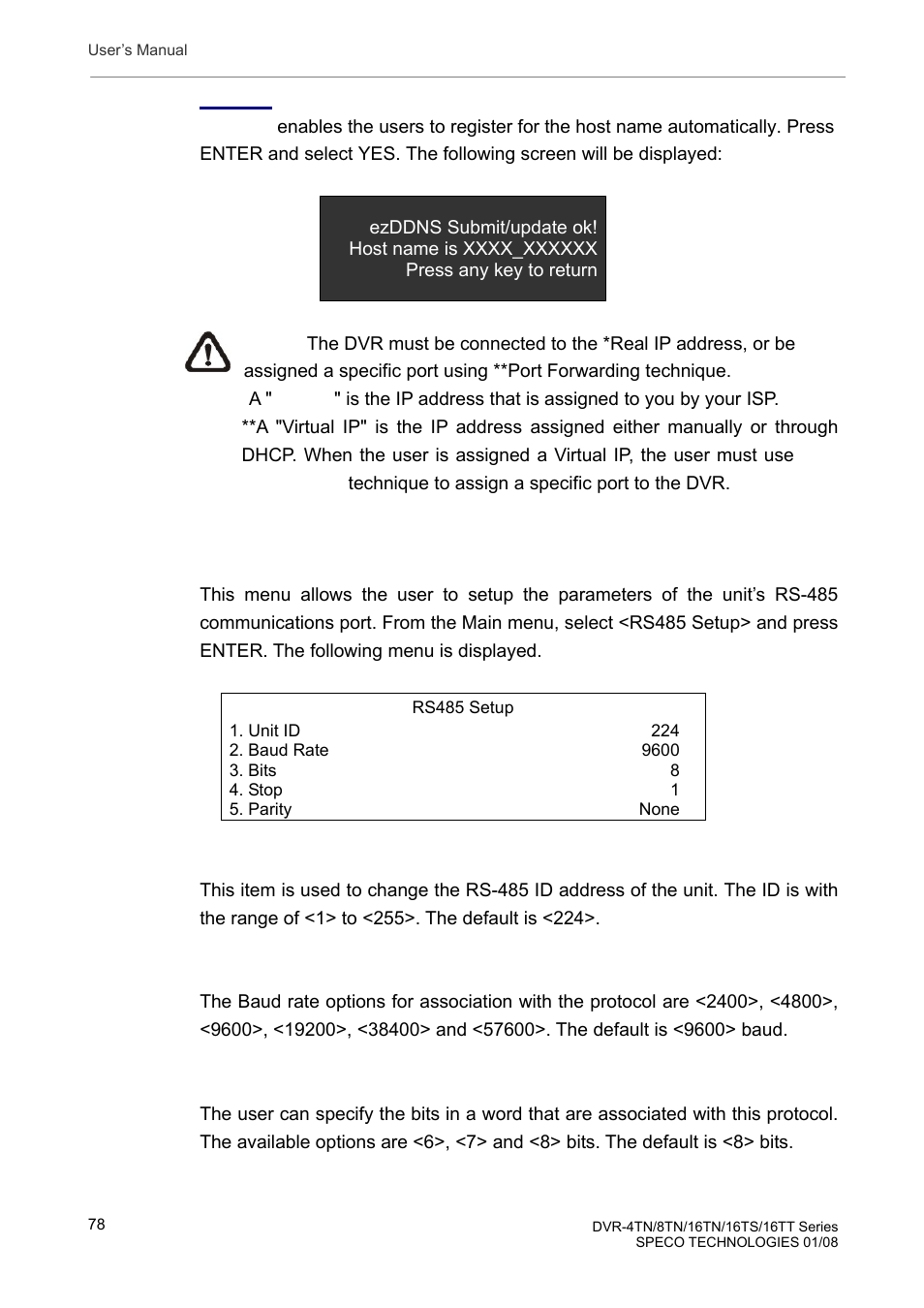 7 rs485 setup | Speco Technologies DVR-16TS User Manual | Page 79 / 148