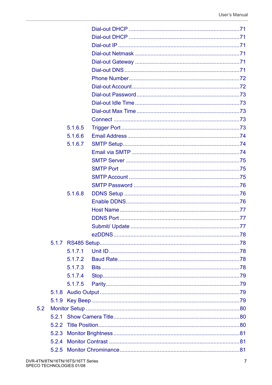 Speco Technologies DVR-16TS User Manual | Page 8 / 148