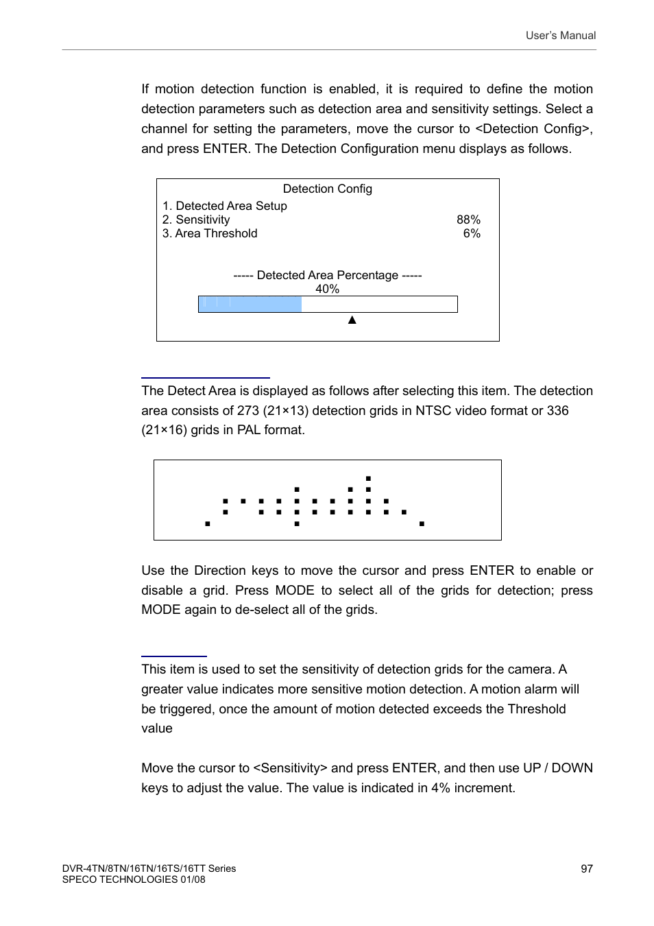 4 detection config | Speco Technologies DVR-16TS User Manual | Page 98 / 148