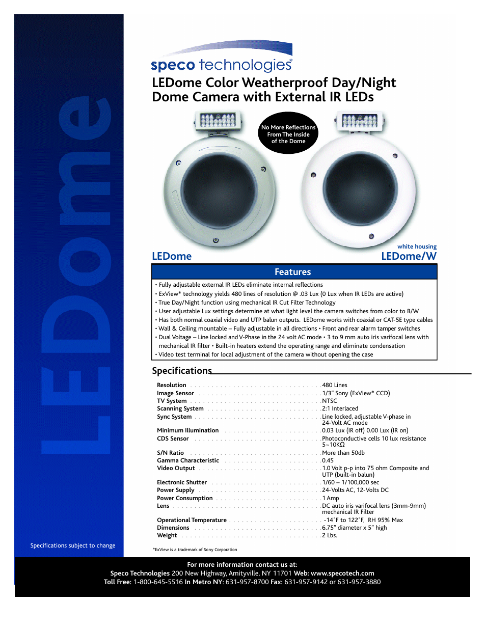 Speco Technologies LEDome User Manual | 2 pages