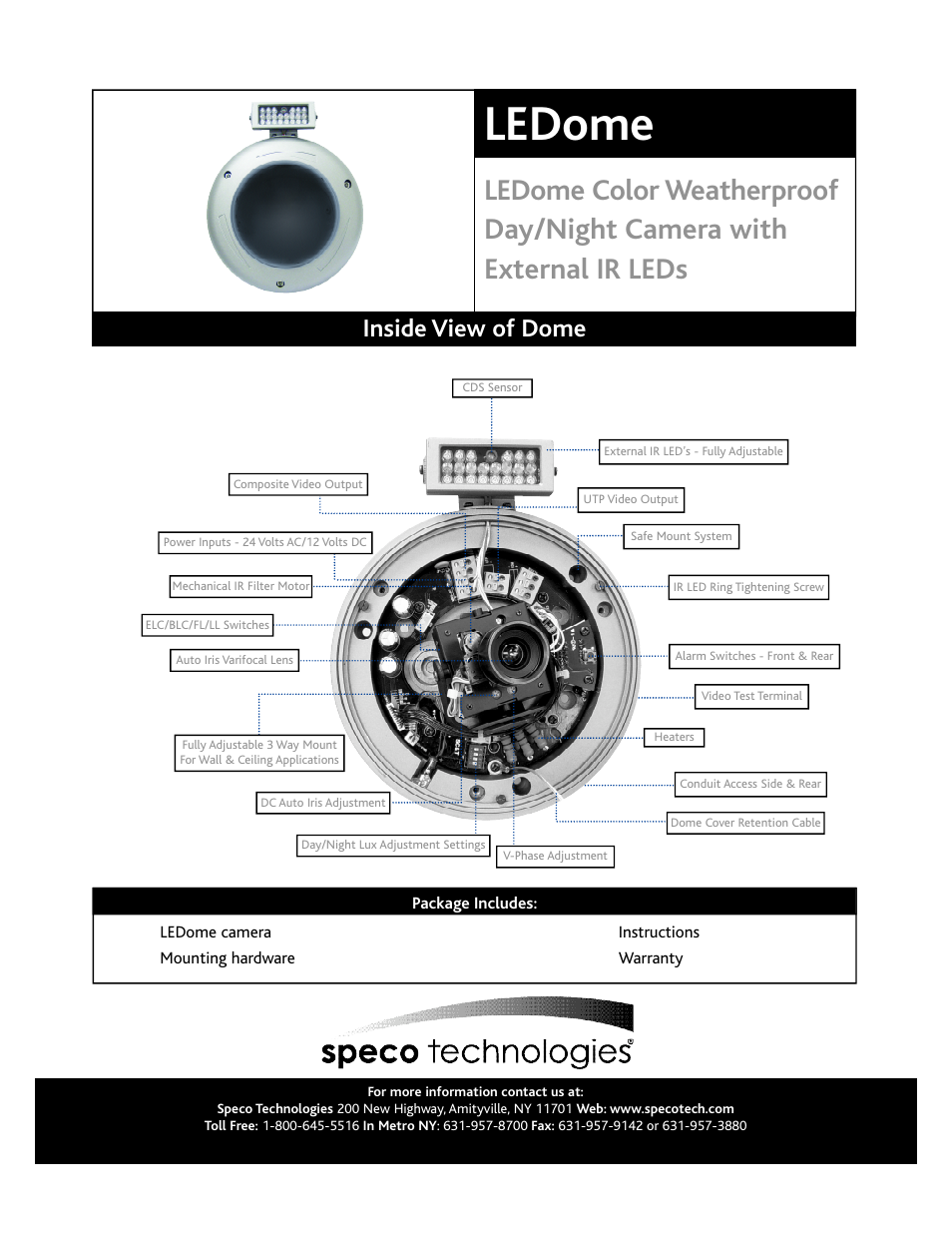 Ledome, Inside view of dome | Speco Technologies LEDome User Manual | Page 2 / 2