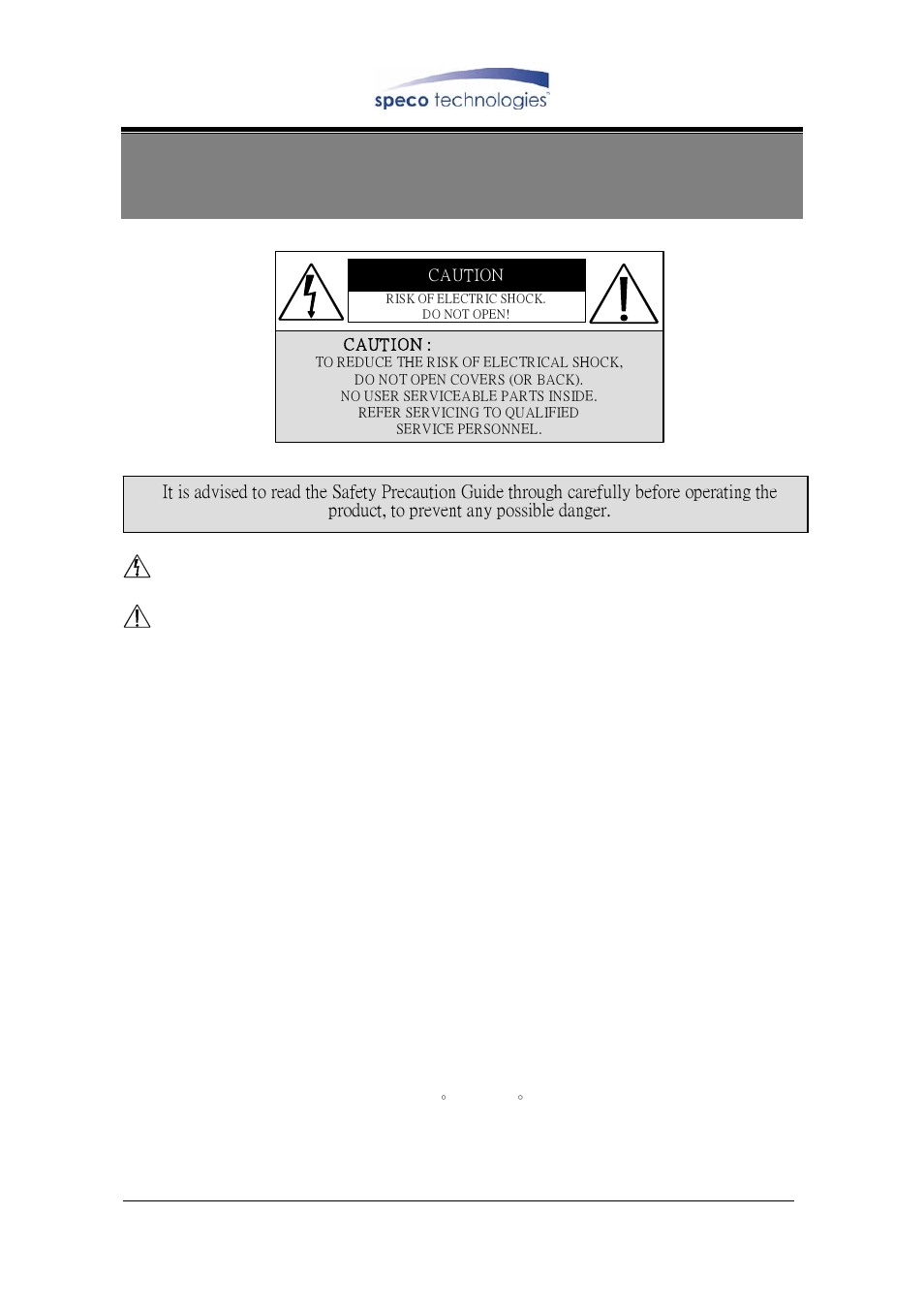 Safety precautions | Speco Technologies DVR-4CF User Manual | Page 3 / 38