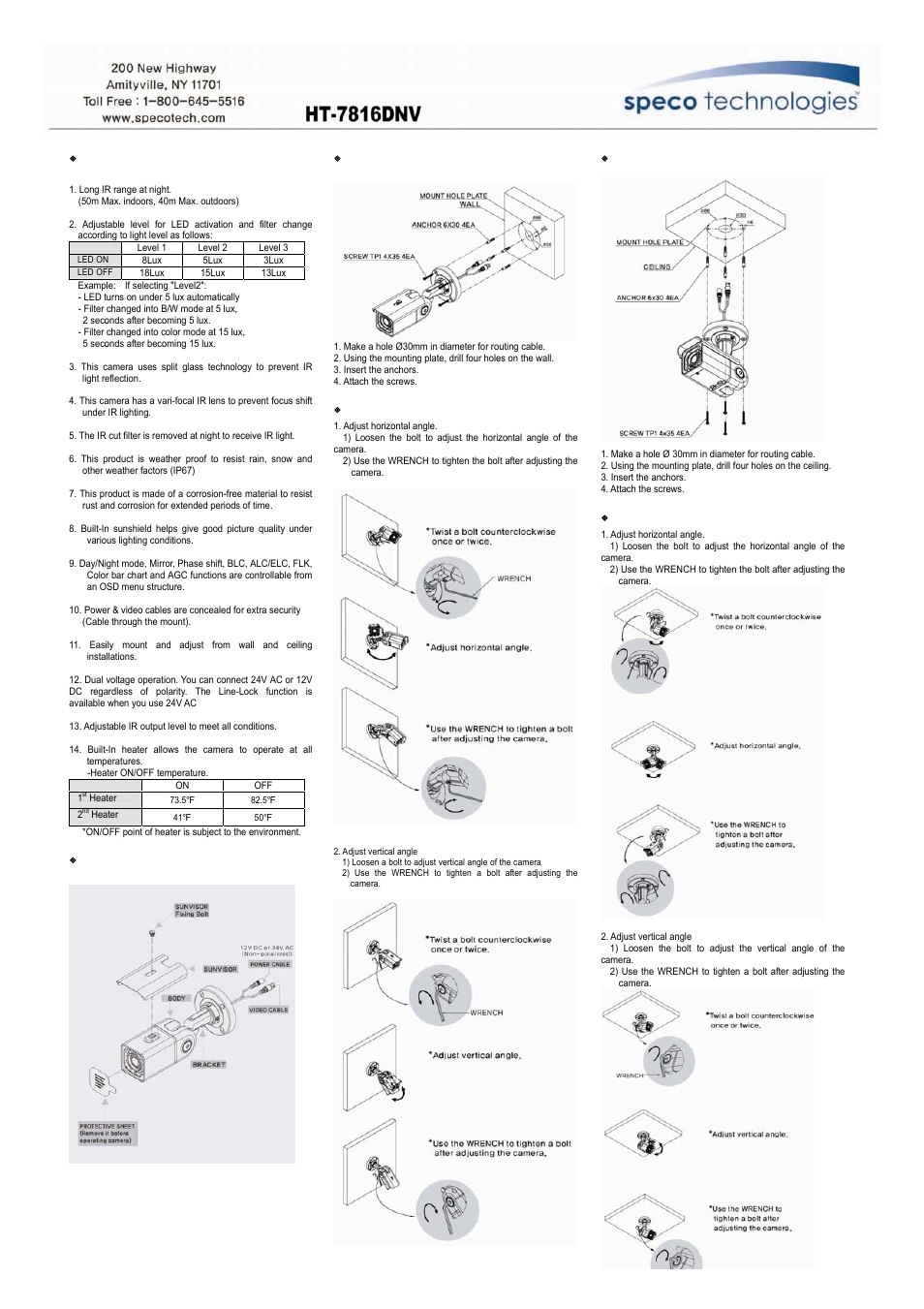 Speco Technologies HT-7816DNV User Manual | 2 pages