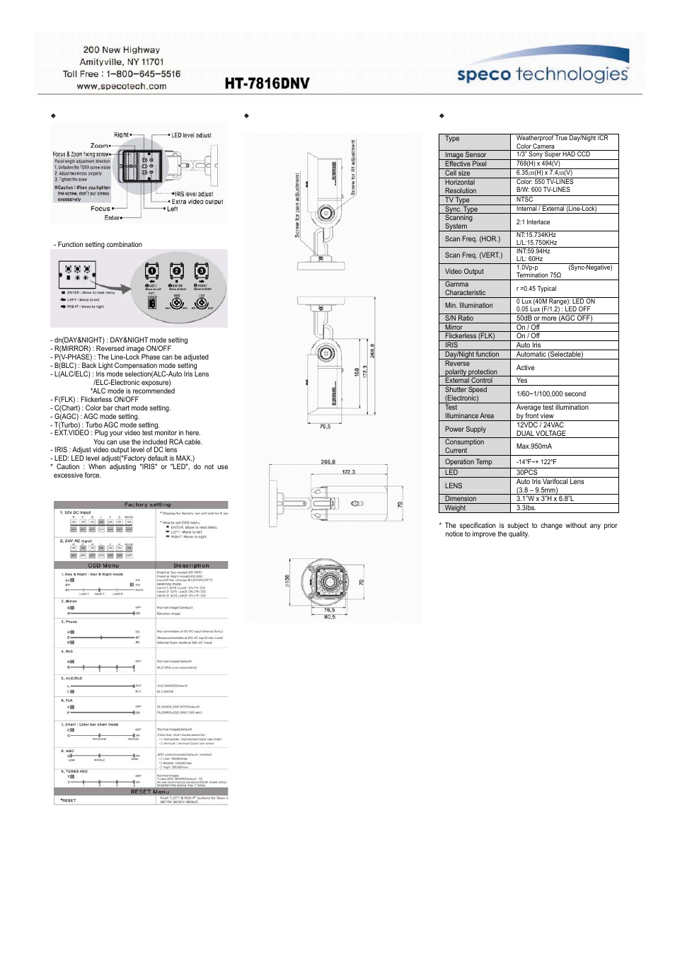 Speco Technologies HT-7816DNV User Manual | Page 2 / 2