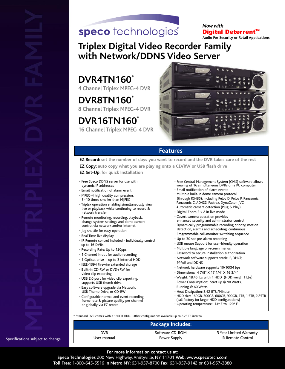Speco Technologies DVR4TN160* User Manual | 2 pages