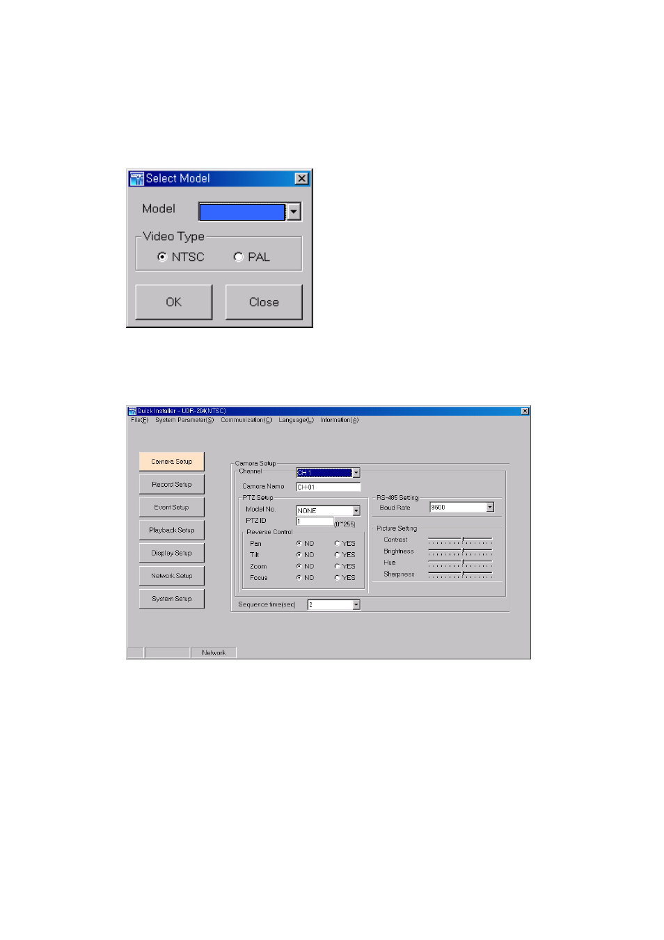 6 quick installer, 1 select model, 2 system parameter setting | Uick, Nstaller, Select model, System parameter setting | Speco Technologies DVR-T4IP User Manual | Page 111 / 126