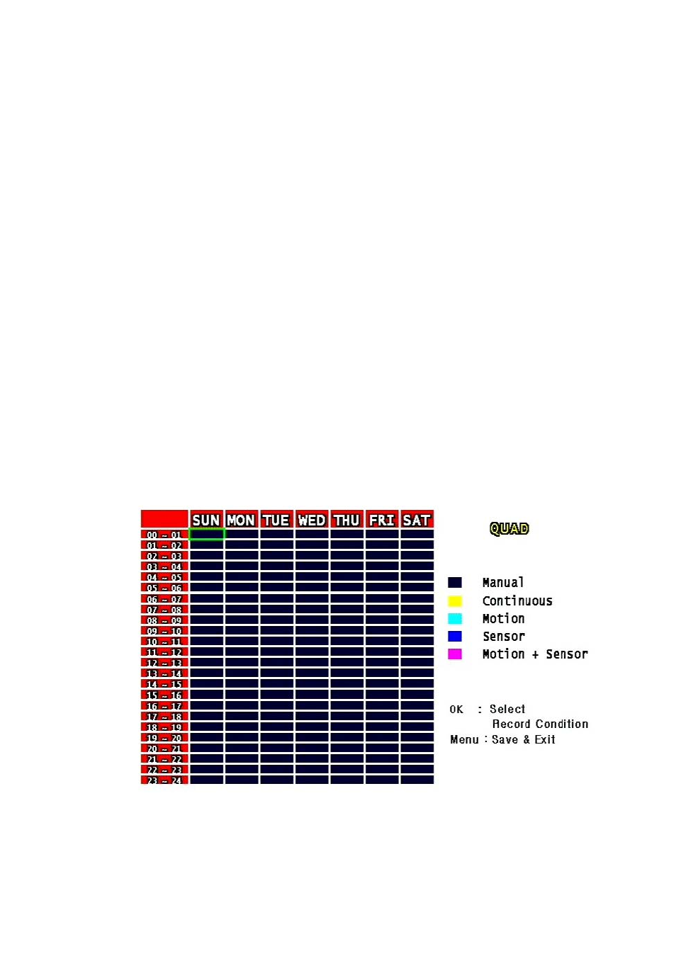 3 audio on/off, 4 frame rate, 1 ntsc | 2 pal, 5 record mode, 4 record schedule setting, Audio on/off, Frame rate, Record mode, Record schedule setting | Speco Technologies DVR-T4IP User Manual | Page 36 / 126