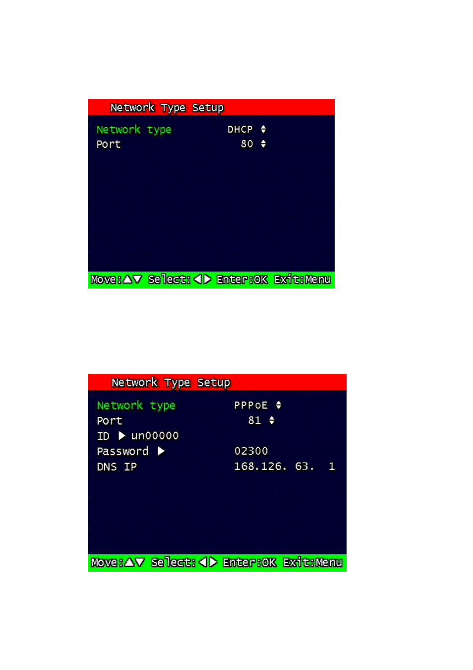 5 dhcp, 1 port, 6 pppoe | Dhcp, Port, Pppoe | Speco Technologies DVR-T4IP User Manual | Page 55 / 126