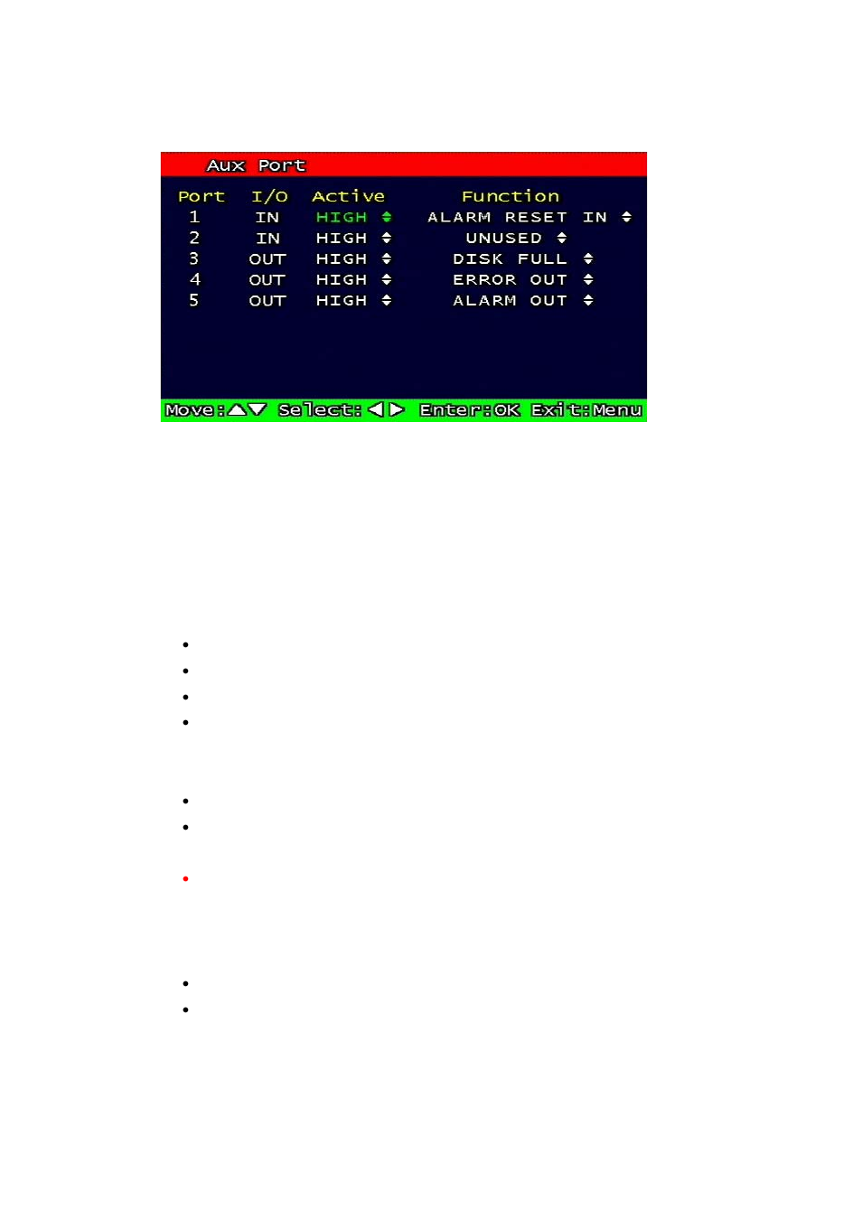 1 active, 2 function, 1 direction : in | 2 direction : out, Active, Function | Speco Technologies DVR-T4IP User Manual | Page 65 / 126