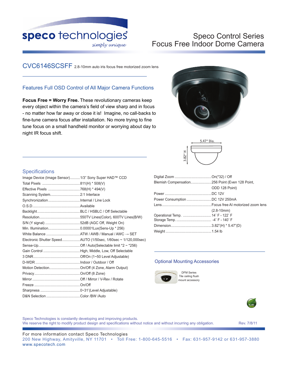 Speco Technologies CVC6146SCSFF User Manual | 1 page