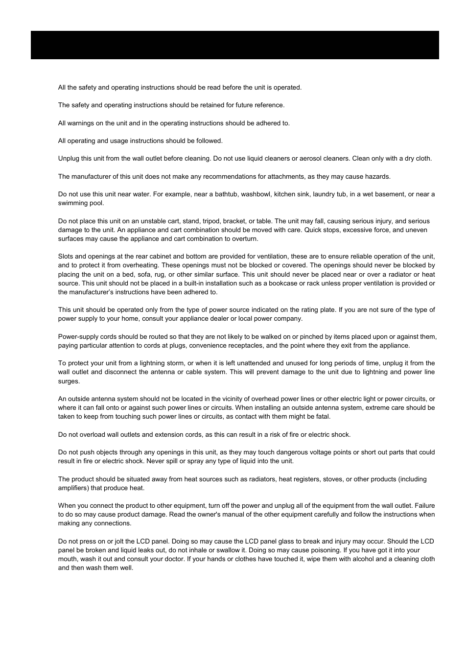 Important information | Speco Technologies VM-HT19LCD User Manual | Page 3 / 20