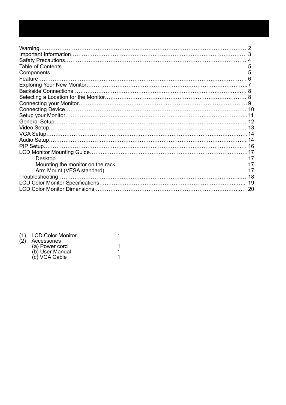 Speco Technologies VM-HT19LCD User Manual | Page 5 / 20