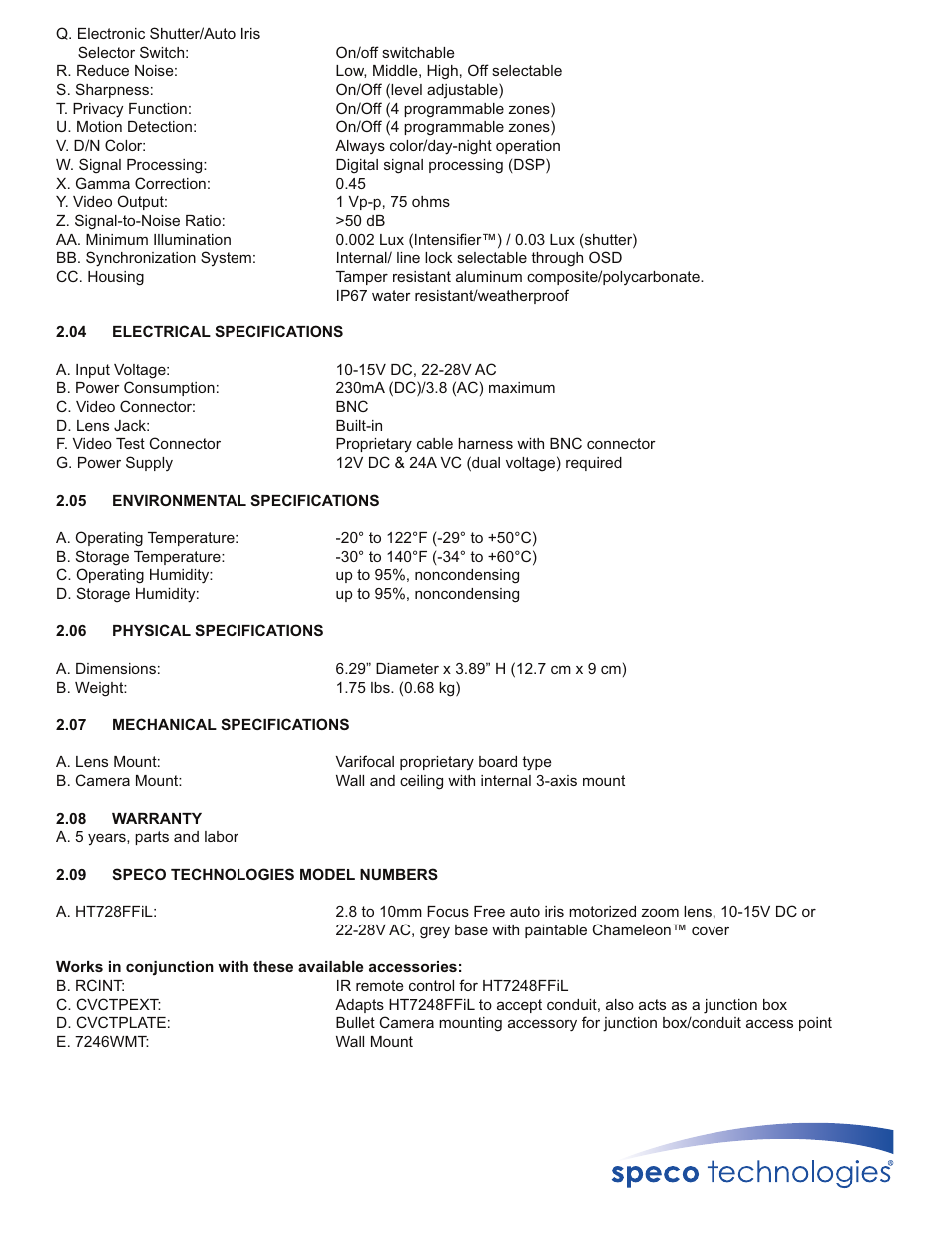 Speco Technologies HT7248FFIL User Manual | Page 2 / 2