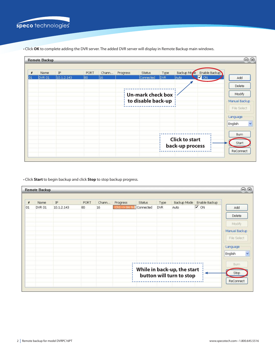 Speco Technologies DVRPC16T User Manual | Page 2 / 4